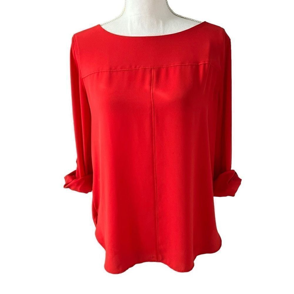 LOFT Red Tunic Blouse Lightweight Size Small